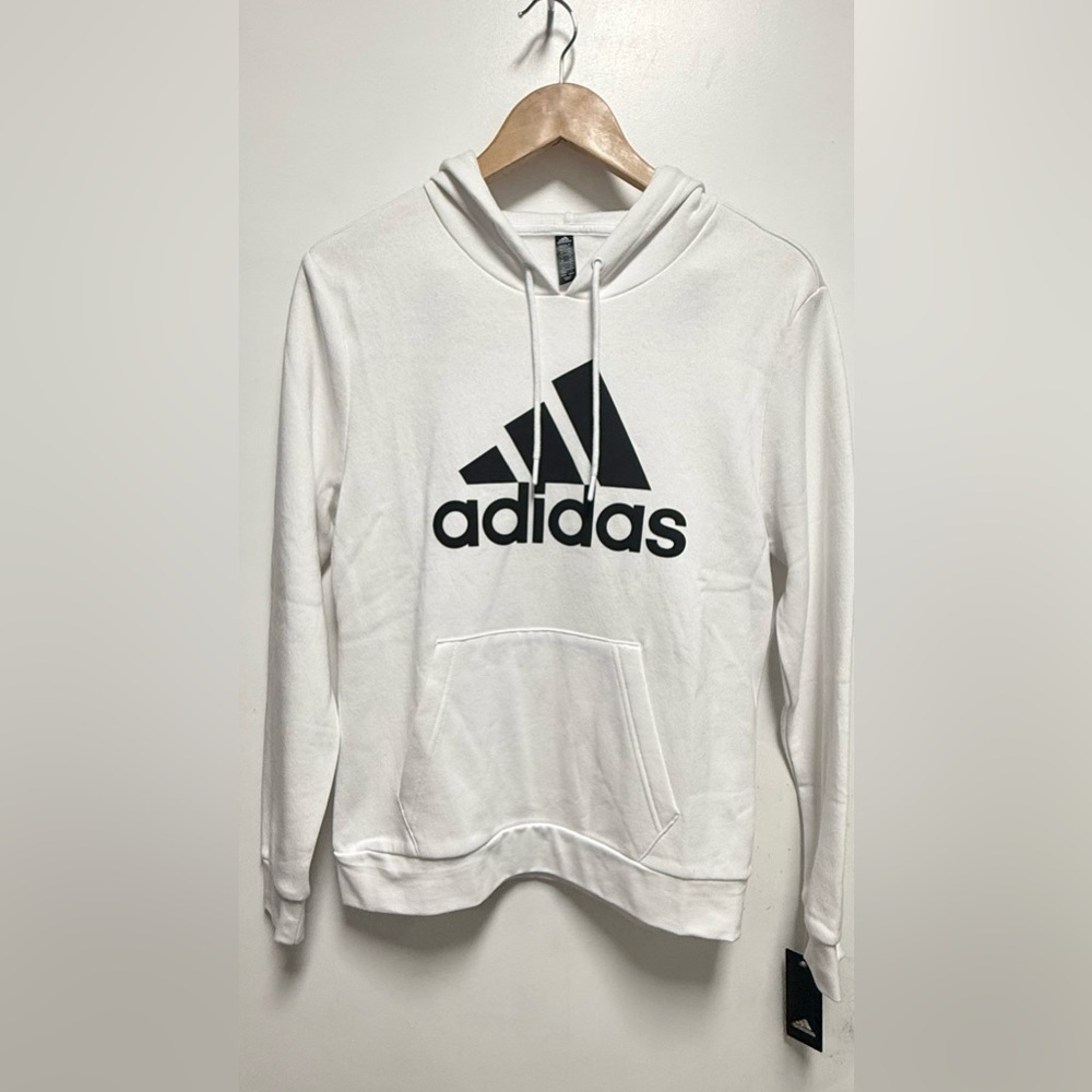 Adidas Women's White and Black Logo Hoodie